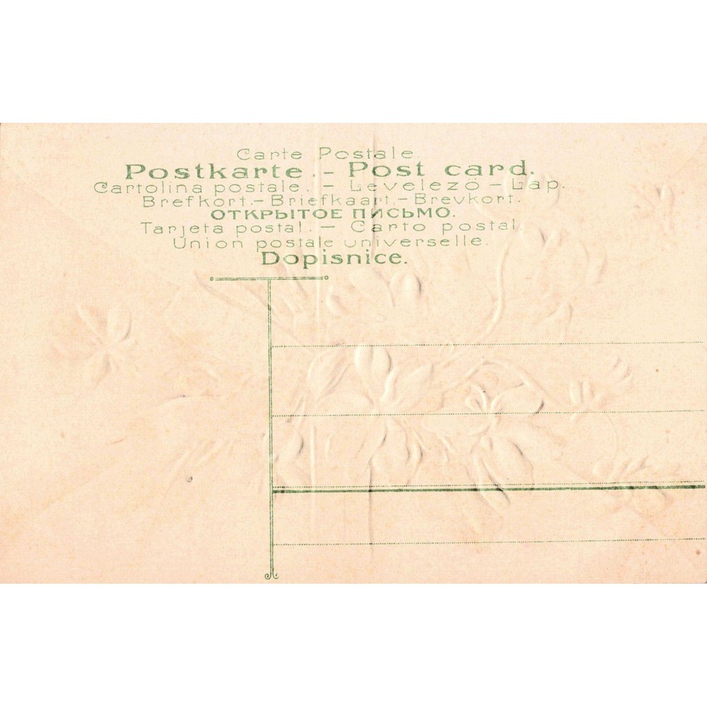 Vintage Birthday Greetings Postcard Embossed Purple Violets Green Ribbon Floral - Picture 2 of 2